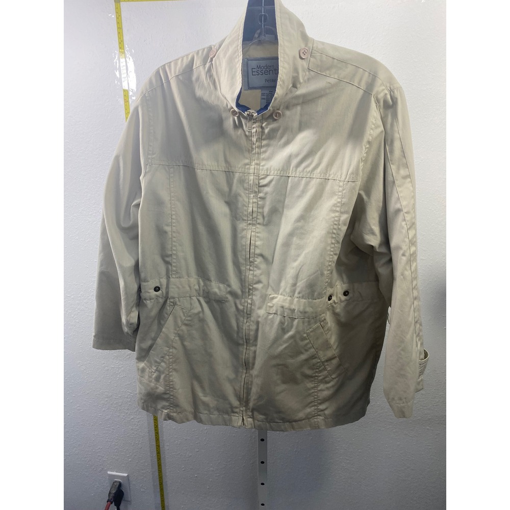 Modern Essentials Petite Tan Beige Utility Jacket Full Zip Cotton Blend PM‎